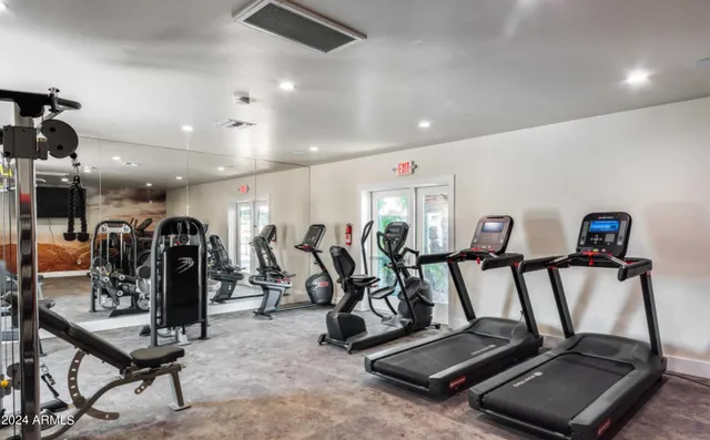 a view of a room with gym equipment