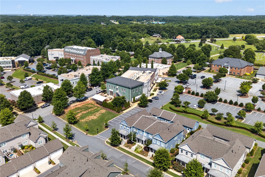 112 Tuttle Street Clemson, SC 29631 - Photo 34 of 46 An aerial perspective reveals a vibrant community with diverse architecture and ample parking.