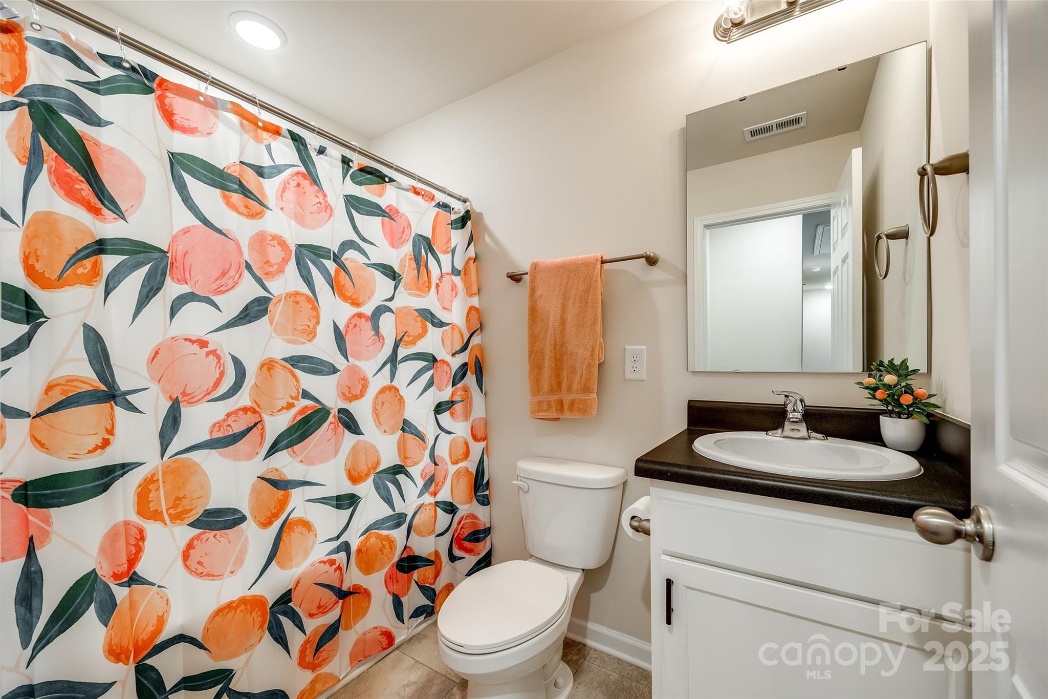 415 Kickapoo Avenue Gastonia, NC 28056 - Photo 17 of 24 a bathroom with a granite countertop sink a toilet and a mirror