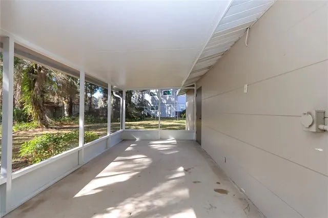 a view of a floor to ceiling window and a tree in a room