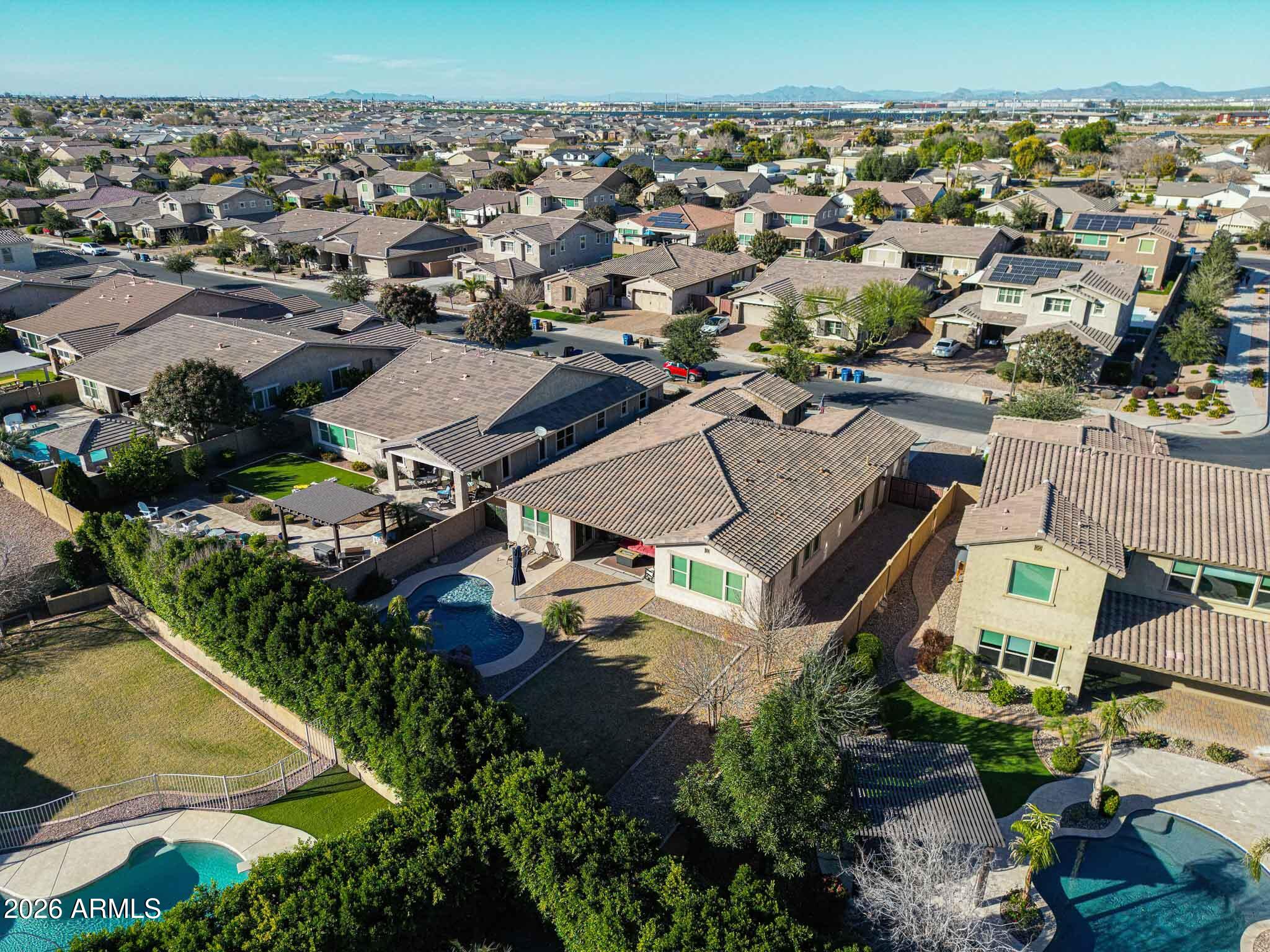 22133 East Russet Road Queen Creek, AZ 85142 - Photo 59 of 61 an aerial view of a houses with a swimming pool