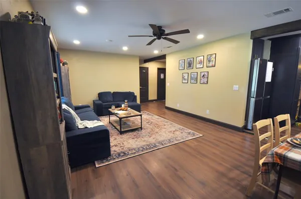 a living room with furniture