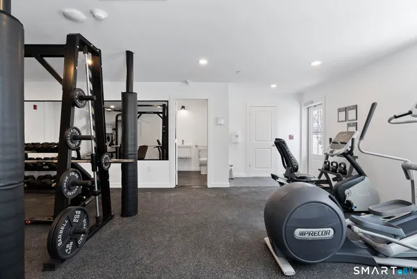 a view of a room with gym equipment
