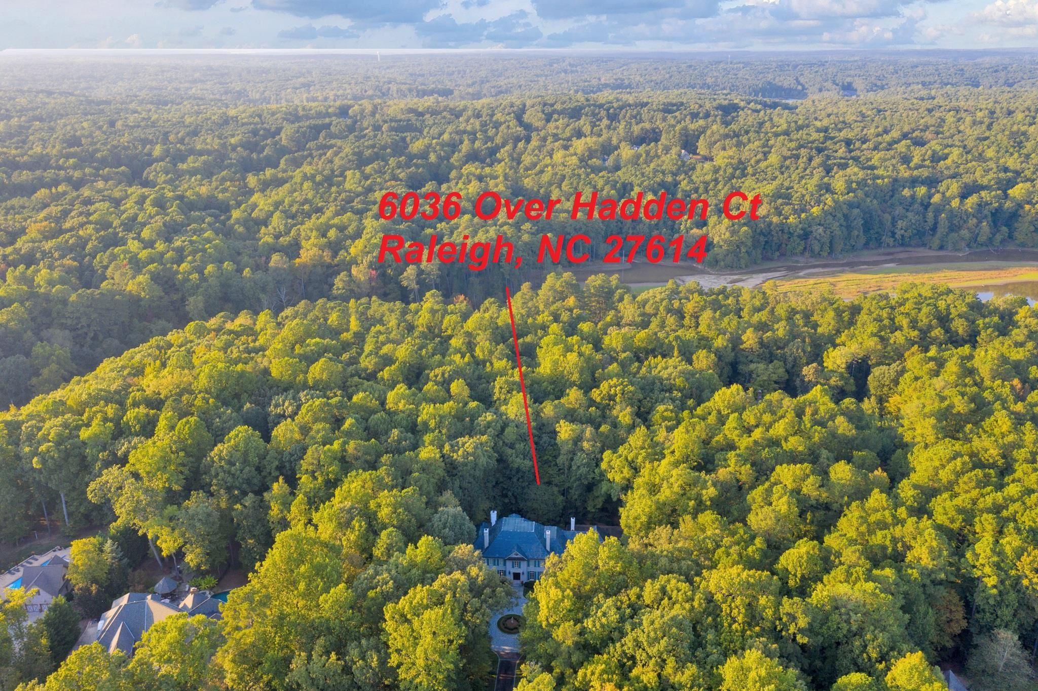6036 Over Hadden Court Raleigh, NC 27614 - Photo 5 of 30 Photo shows how close you are to Falls Lake preserve. Aerial View