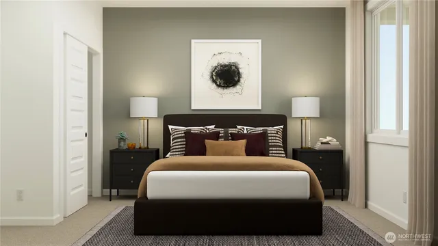 a bedroom with furniture and a window