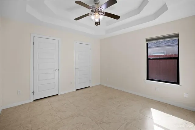 an empty room with closet