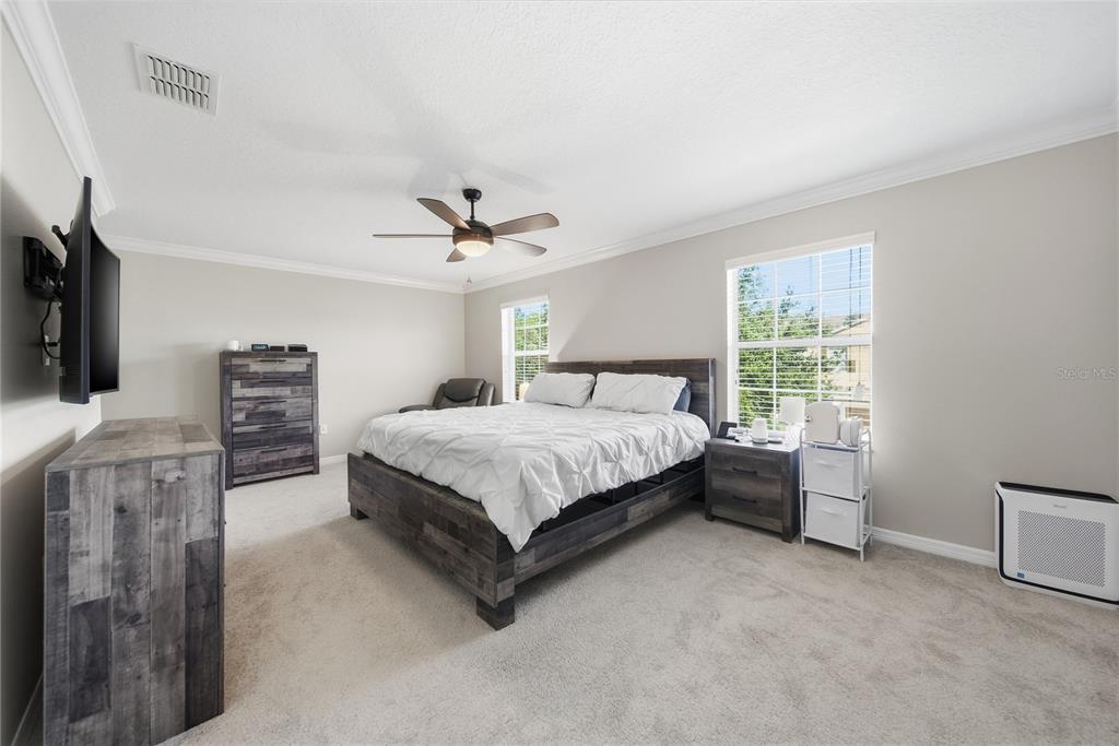 8605 Fiddleleaf Court Tampa, FL 33647 - Photo 22 of 26 a bedroom with a bed dresser and a flat tv screen
