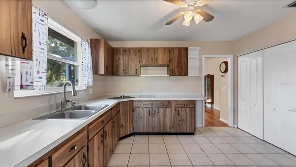 a view of a porch and garden