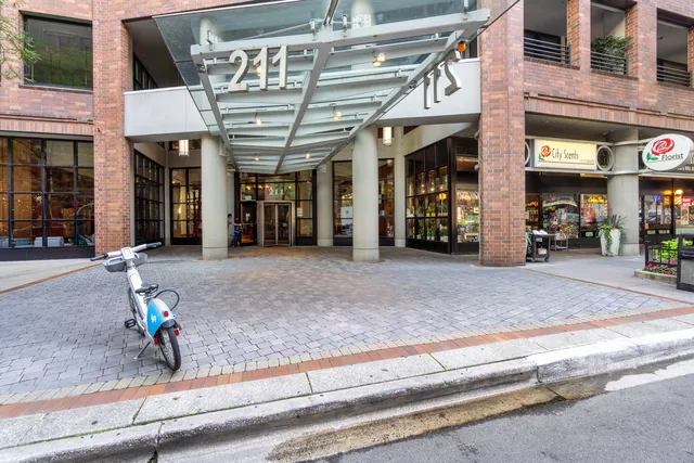 a view of a building with a patio