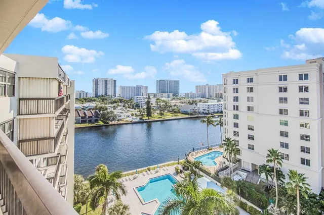 a view of a lake with a nearby beach