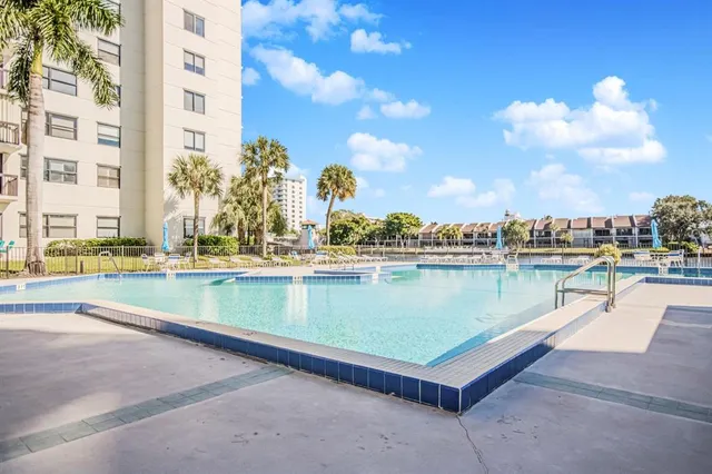 a view of a lake with a terrace