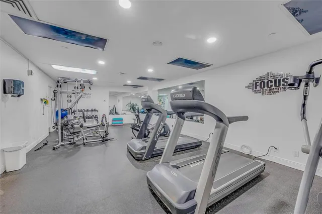 a view of a room with gym equipment