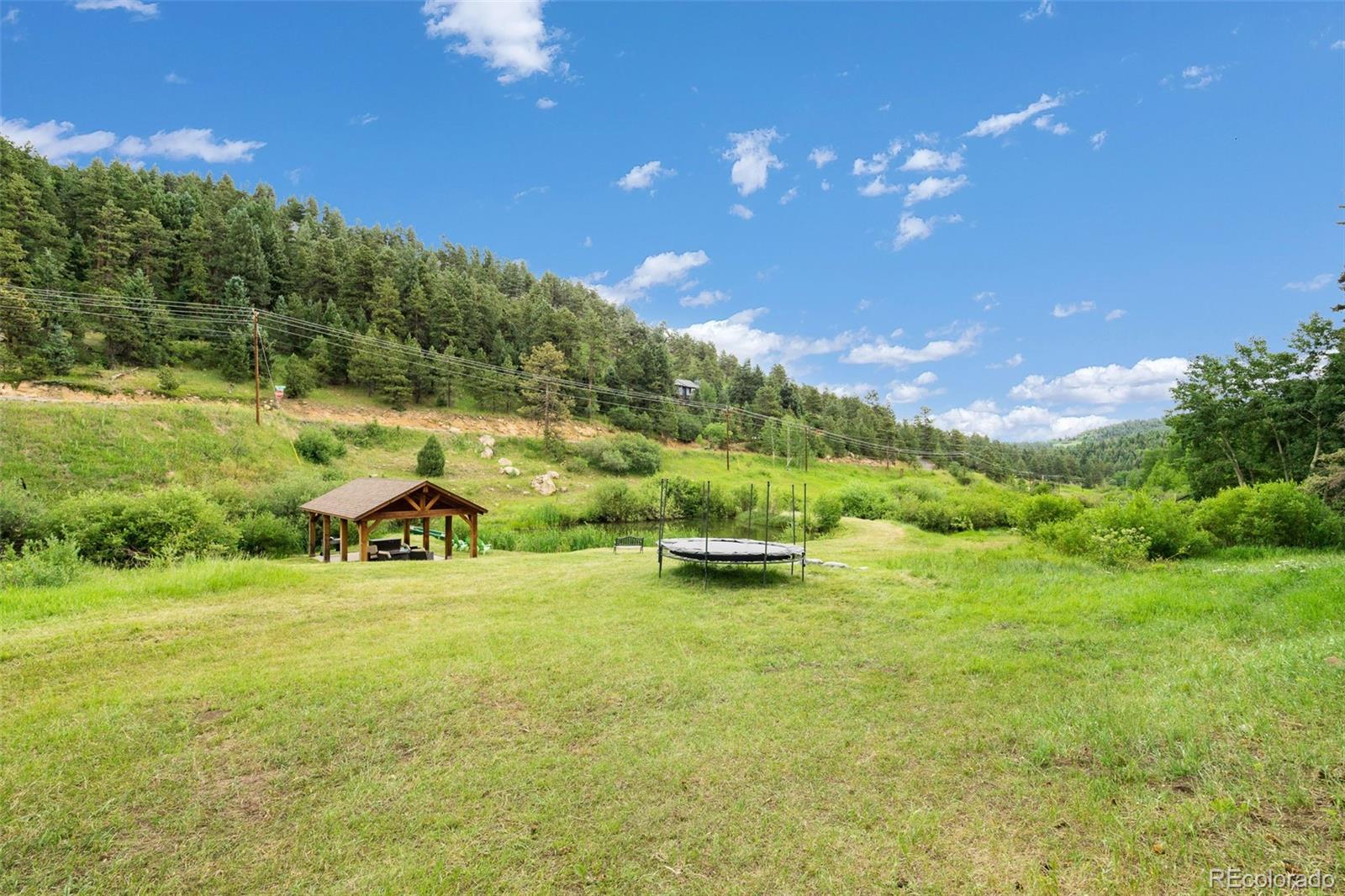 19114 Silver Ranch Road Conifer, CO 80433 - Photo 36 of 40 a view of yard with swimming pool and green space