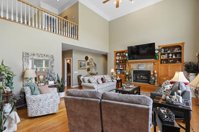 a balcony view with a seating space