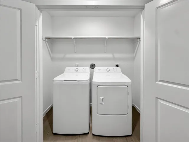 a utility room with dryer and washer