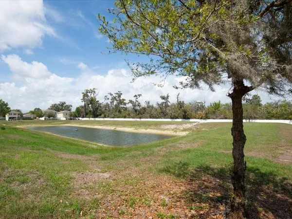 a view of lake with green space