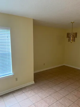 an empty room with a door