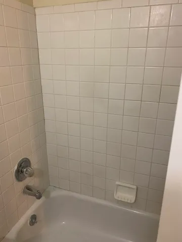 a bathroom with a bathtub