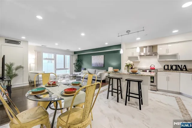 a view of a dining area with furniture