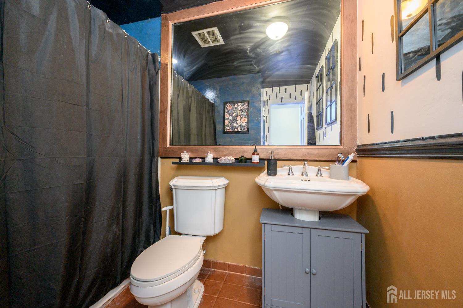 117 Clinton Street, Unit 1F Hoboken, NJ 07030 - Photo 16 of 24 a bathroom with a toilet a sink and a mirror