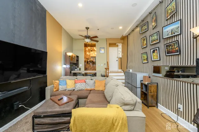 a workspace with furniture and a window