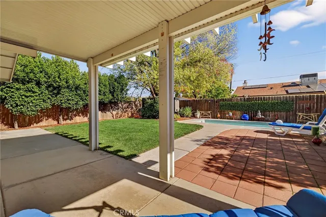 a view of a porch with a yard