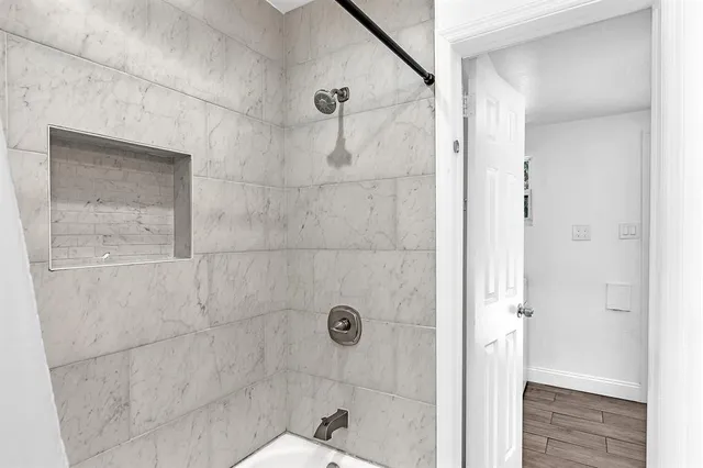 a backyard of a house with lots of green space