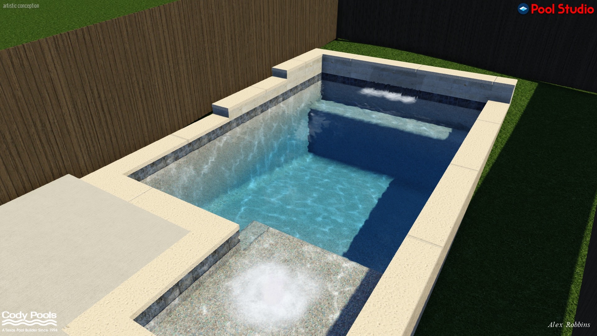 6025 Seville Drive Austin, TX 78724 - Photo 40 of 40 Compact rectangular pool featuring light-colored coping and a built-in spa with a water feature