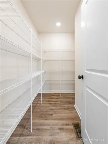 a view of an empty walk in closet