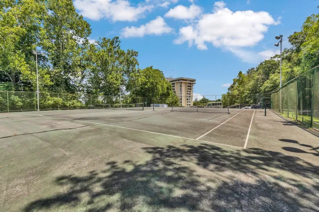 a view of a building with a street