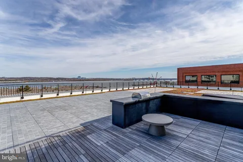 a terrace view with ocean view