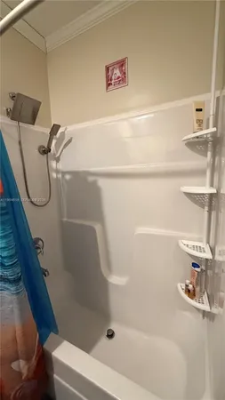 a bathroom with a bathtub