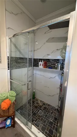 a bathroom with a shower