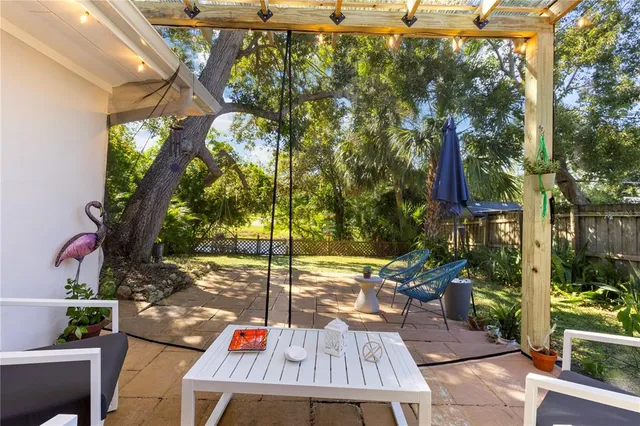 a view of an outdoor sitting area