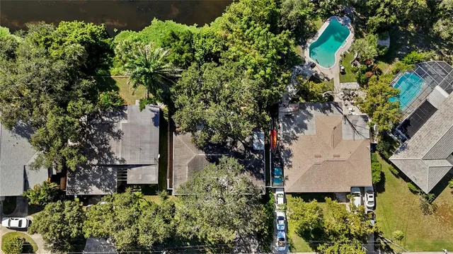 an aerial view of a house