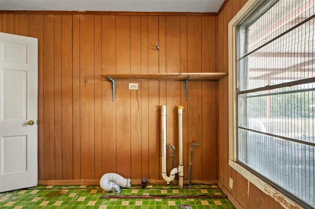 a bathroom with a window