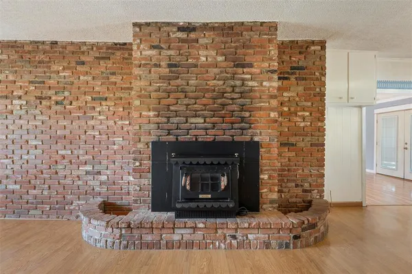 a brick building with a fireplace