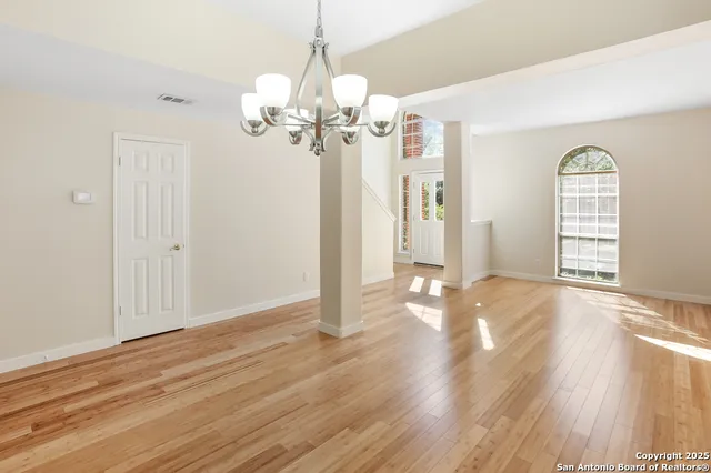 a view of livingroom with wooden floor