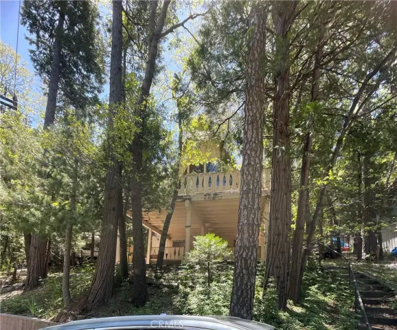 an aerial view of a yard