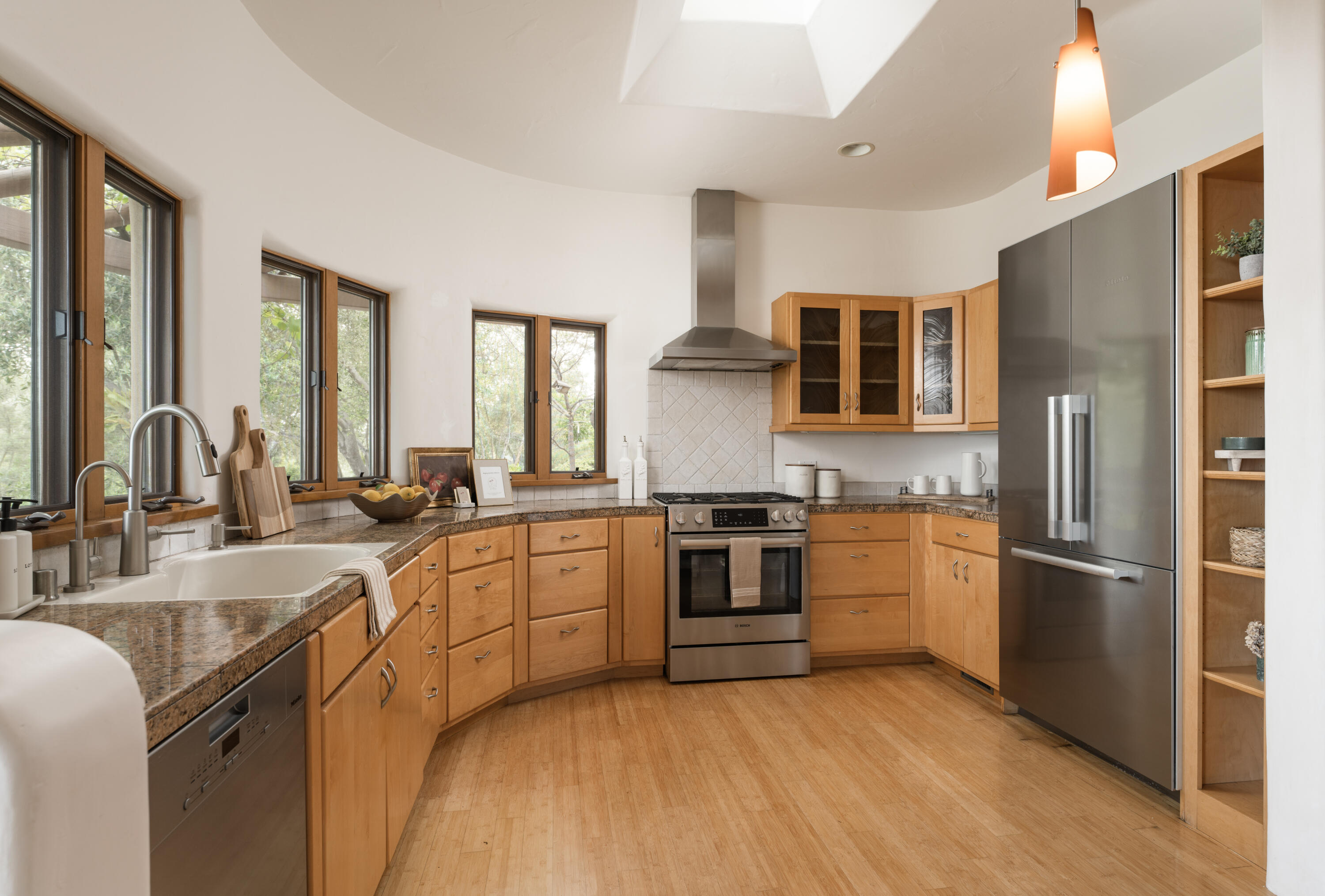 1480 Mission Canyon Road Santa Barbara, CA 93105 - Photo 11 of 38 a kitchen with granite countertop a refrigerator stove and sink