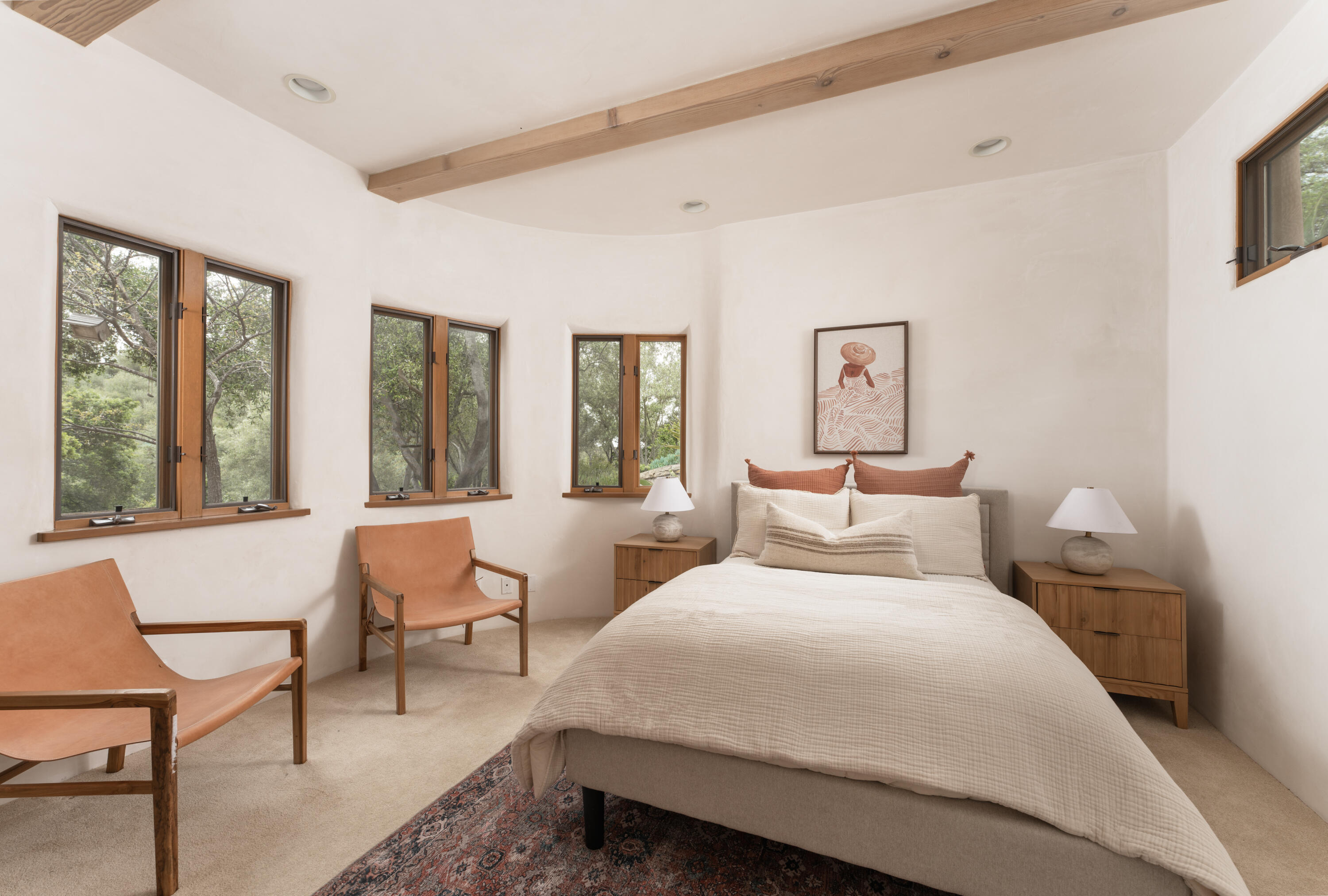 1480 Mission Canyon Road Santa Barbara, CA 93105 - Photo 22 of 38 a bedroom with two beds and a large window