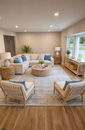 a living room with furniture and a couch