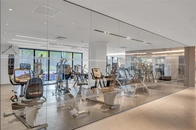 a view of a room with gym equipment
