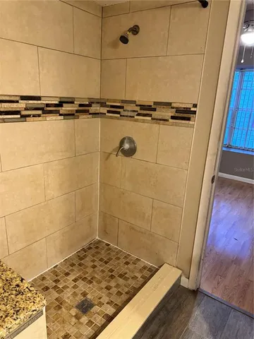 a bathroom with a shower