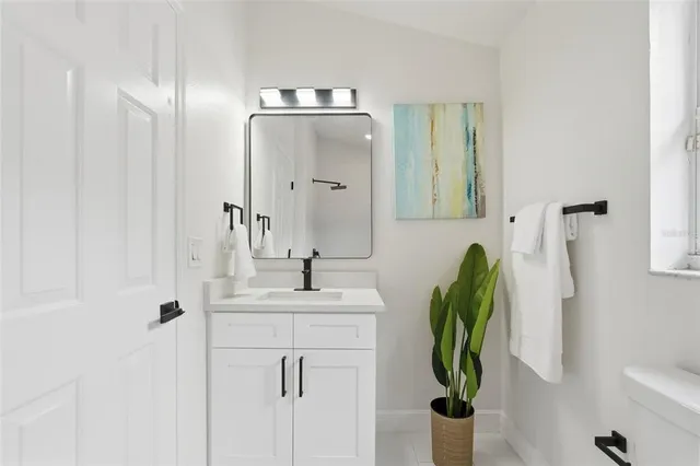 a en suite bathroom with a sink