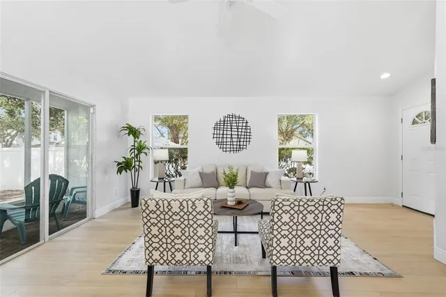 a living room with furniture