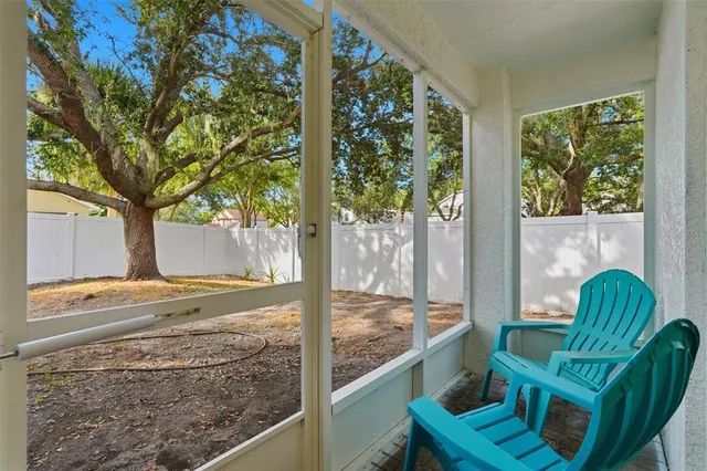 a view of porch with seating space