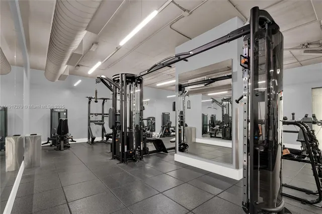 a view of a room with gym equipment