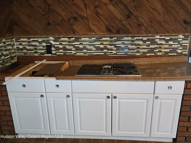 a close view of sink and microwave