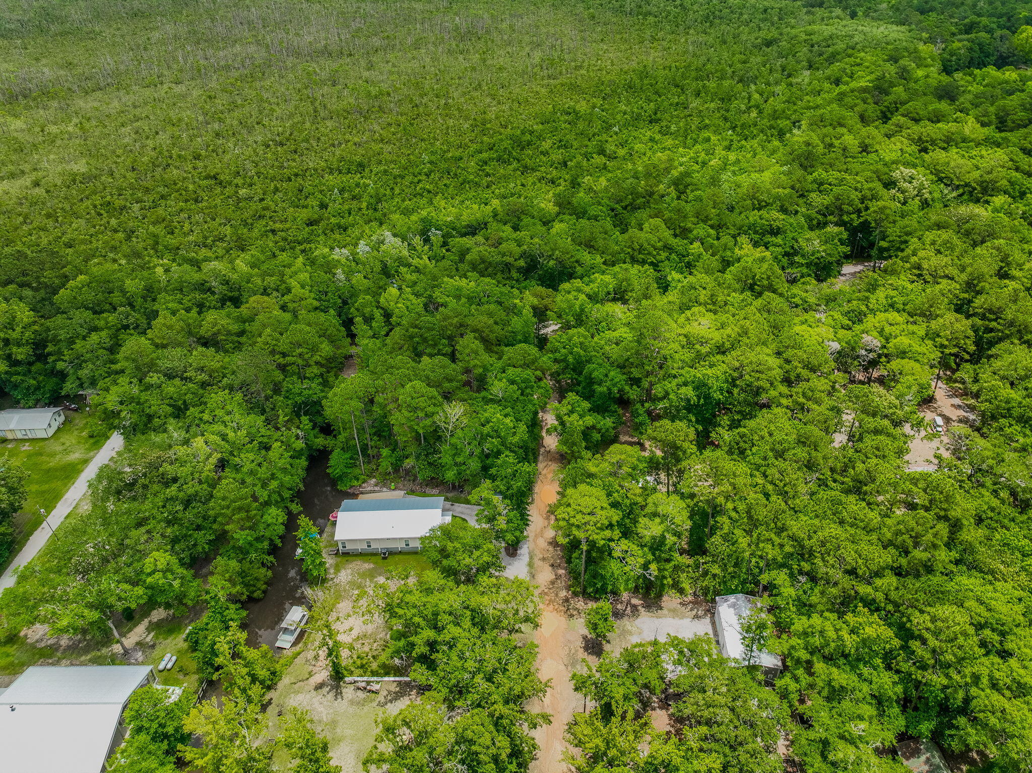 52 Lazy Bone St Point Vernon, FL 32462 - Photo 58 of 62 a backyard of a house with a yard and outdoor seating